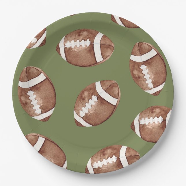 Platos de papel para fiesta de fútbol acuarela (Anverso)
