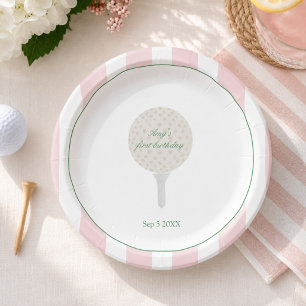 Platos de papel para fiesta de golf rosa
