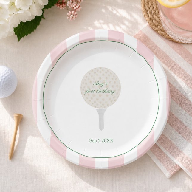 Platos de papel para fiesta de golf rosa (Subido por el creador)