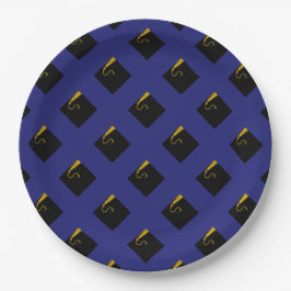 Platos de papel para fiesta de graduación azules