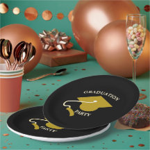 Platos de papel para fiesta de graduación de oro n