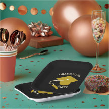 Platos de papel para fiesta de graduación de oro n