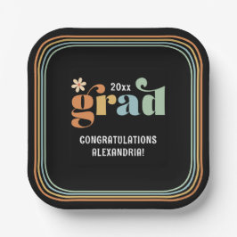 Platos de papel para fiesta de graduación Retro Bo