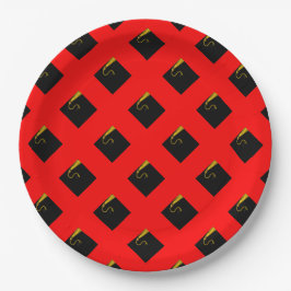 Platos de papel para fiesta de graduación rojos