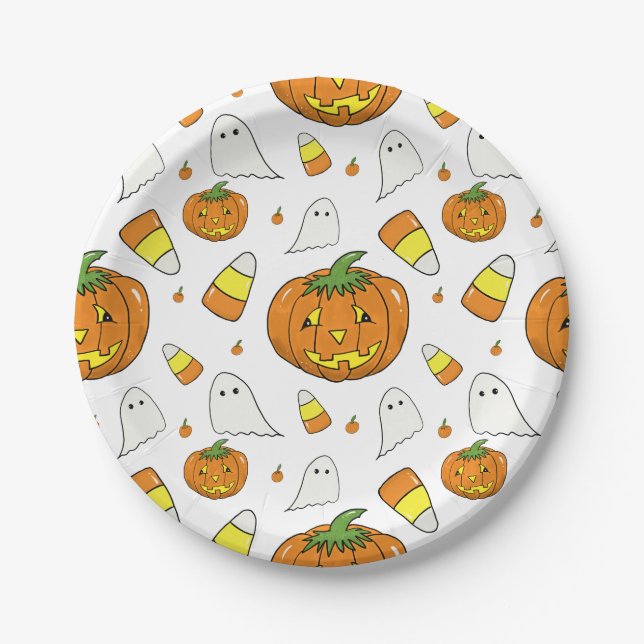 Platos de papel para fiesta de Halloween (Anverso)