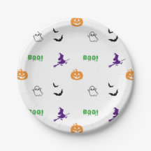 Platos de papel para fiesta de Halloween de Spooky