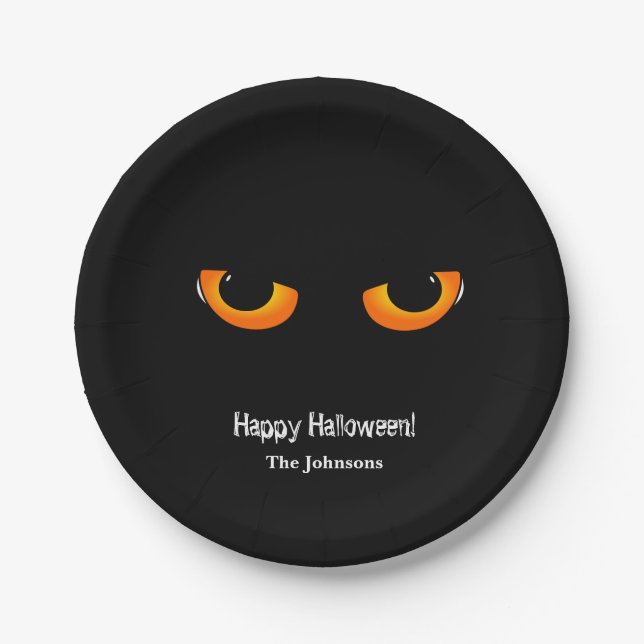 Platos de papel para fiesta de Halloween Ojos de g (Anverso)