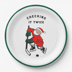Platos de papel para fiesta de hockey en Navidad