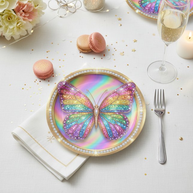 Platos de Papel para Fiesta de Mariposa Brillante  (Subido por el creador)