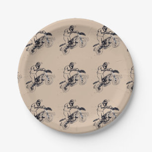 Platos de papel para fiesta de moto de cross infan