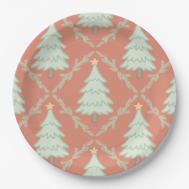 🎄 Platos de papel para fiesta de Navidad pastel ✨ (Anverso)