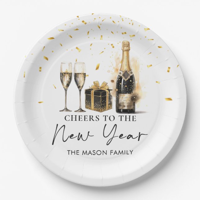 Platos de papel para fiesta de Nochevieja con brin (Anverso)
