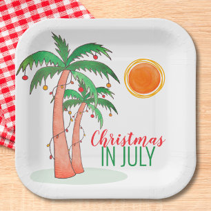 Platos de papel para fiesta de Palmeras de Navidad
