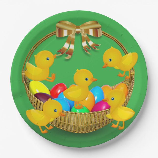 Platos de papel para fiesta de Pascua feliz (Anverso)