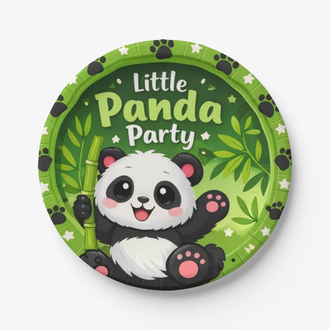 Platos de Papel para Fiesta de Pequeño Panda (Anverso)