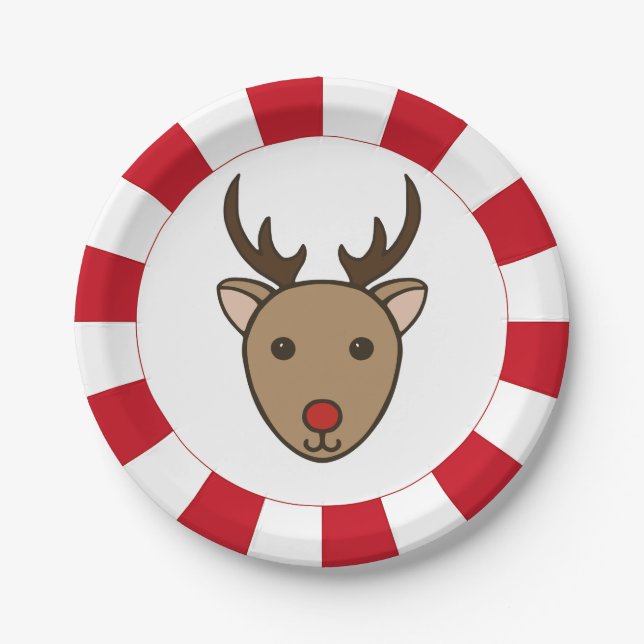 Platos de papel para fiesta de renos de Navidad co (Anverso)