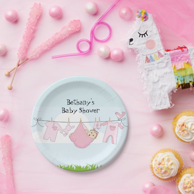 Platos de papel para fiesta de revelación de bebé  (Fiesta)