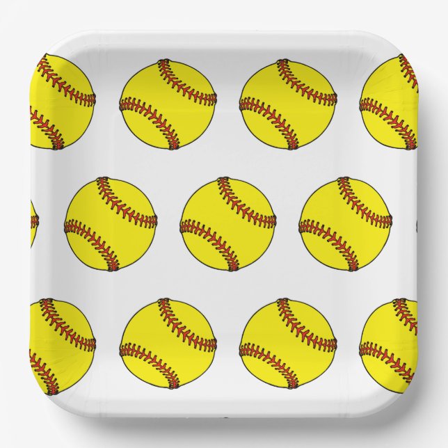 Platos de papel para fiesta de sóftbol (Anverso)