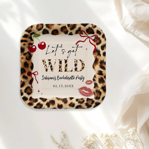Platos de papel para fiesta de soltera con leopard