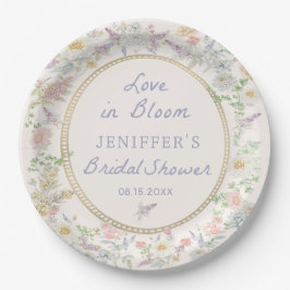 Platos de papel para fiesta de soltera floral Love