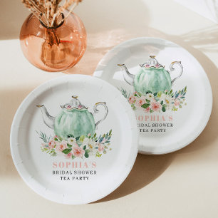 Platos de papel para fiesta de té de despedida de