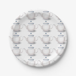 Platos de papel para fiesta de té en inglés Tetera