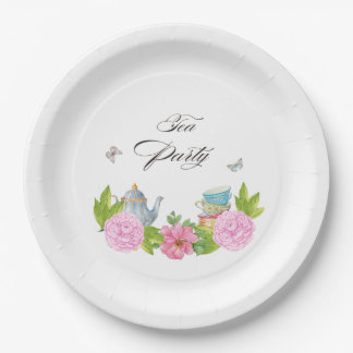 Platos de papel para fiesta de té floral