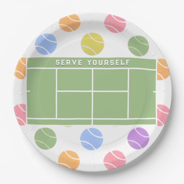 Platos de papel para fiesta de tenis (Anverso)