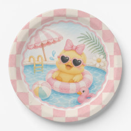 Platos de papel para fiesta en la piscina del pato