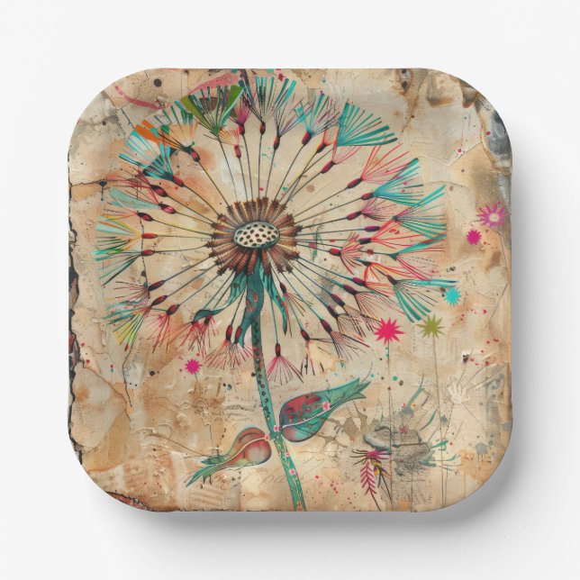 Platos de papel para fiesta floral (Anverso)