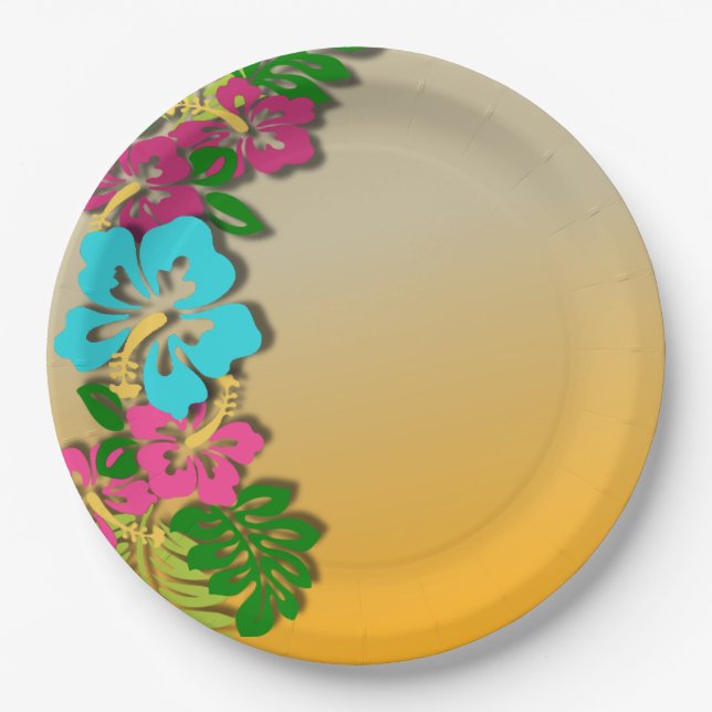 Platos de Papel para Fiesta Luau Hawaiano (Anverso)