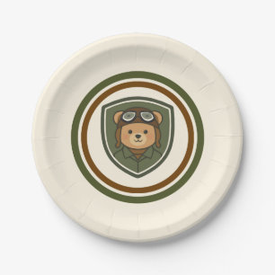 Platos de papel para fiesta militar del oso aviado