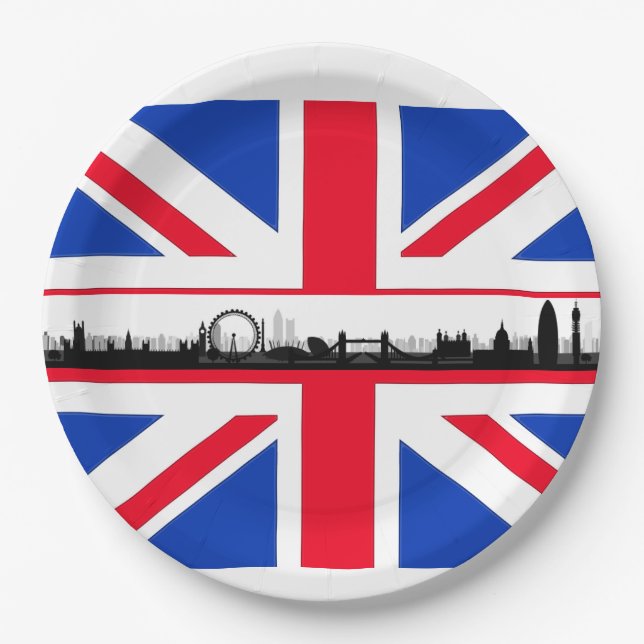 Platos de papel para fiesta temática Union Jack Sk (Anverso)