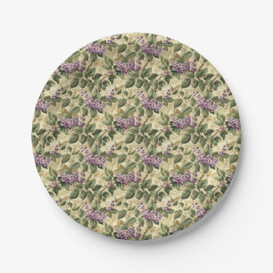 Platos de papel para fiestas con flores de lila pú