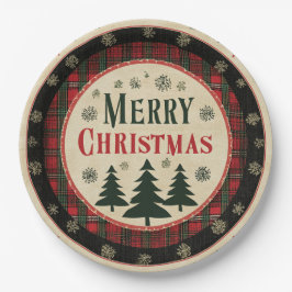 Platos de papel para foto vintage de Navidad alegr