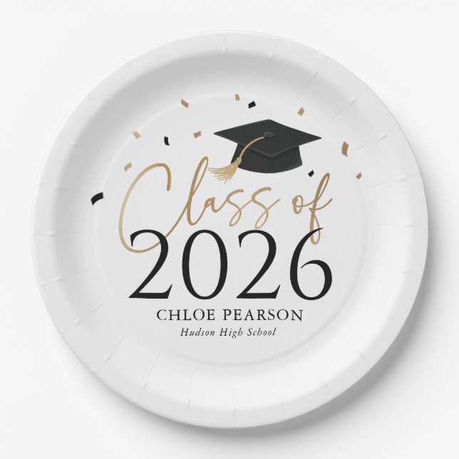 Platos de papel para graduación de la clase de 202 (Anverso)