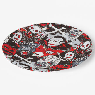Platos de papel para la noche de vampiros de 9"
