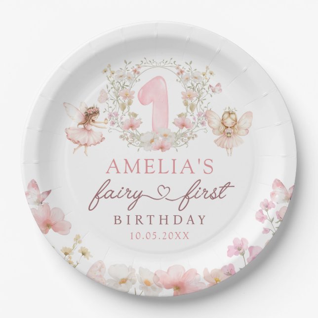 Platos de papel para la primera fiesta de cumpleañ (Anverso)