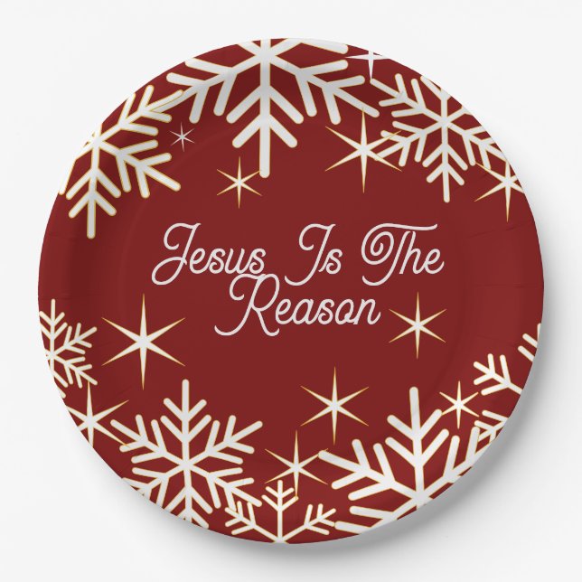Platos de Papel para Navidad Jesús Es La Razón (Anverso)