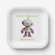 Platos de papel para niños robot personalizables
