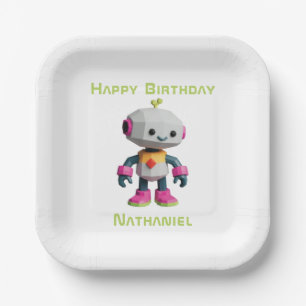 Platos de papel para niños robot personalizables