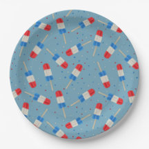 Platos de papel para paletas de hielo patrióticas