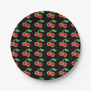 Platos de papel para picnic de fiesta de cereza de