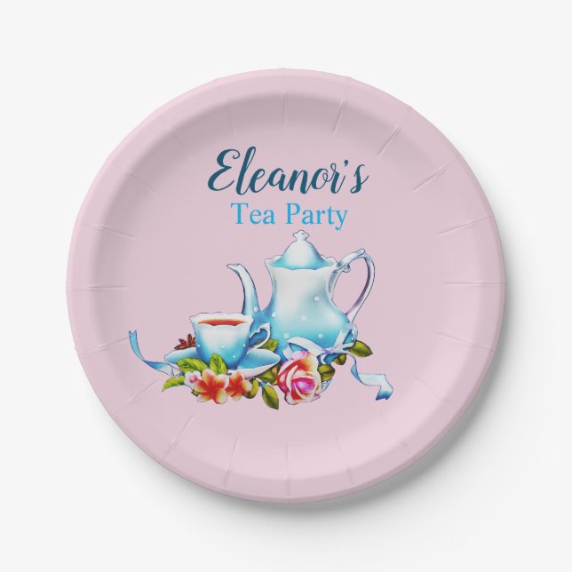 Platos de papel para té de papel floral  (Anverso)