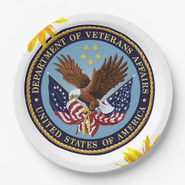 Platos de papel para veteranos de girasol (Anverso)