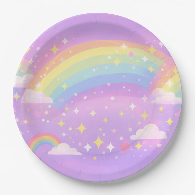 Platos de Papel Pastel Rainbow Neurospicy Fiesta (Anverso)