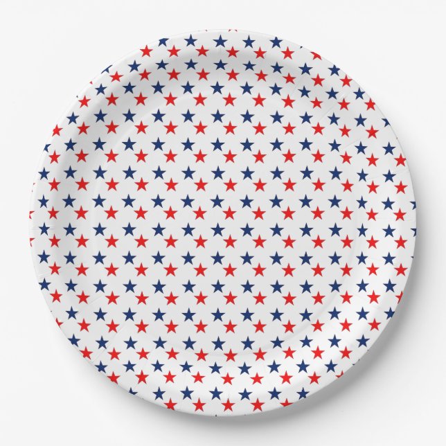 Platos de papel Patrióticas Estrellas 4 de julio ☆ (Anverso)