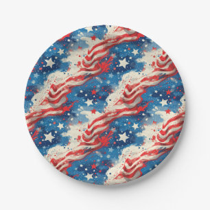 Platos de Papel Patrióticos Rojo Blanco y Azul Est