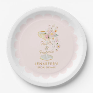 Platos de Papel Perlas Rosadas y Prosecco