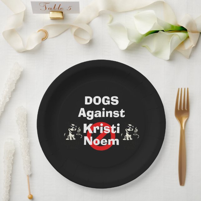 Platos de papel Perros Contra Kristi Noem (Boda)
